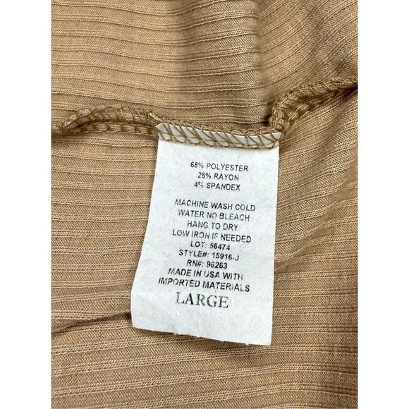 Livi by Olivia Rae Women’s Large Knit Midi Dress Tan Collared Ribbed Preppy NEW - Picture 6 of 6